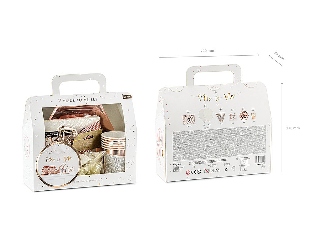 Deko-Set, "Bride to be", Deko für den Junggesellinnenabschied, roségold, 60 Teile